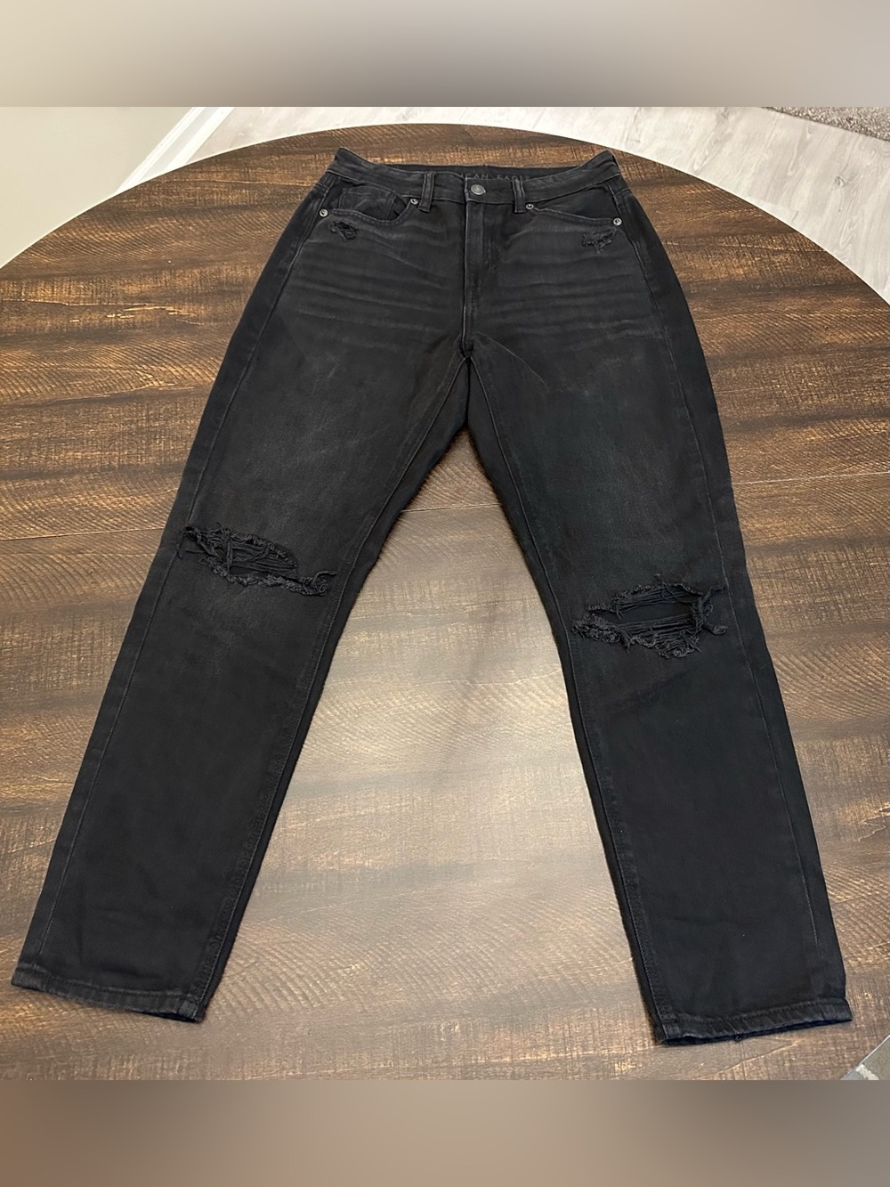 American Eagle Black Distressed Mom Jeans Size 4